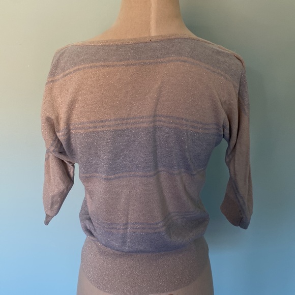 White House Black Market striped dolman sweater with sparkly thread throughout - Picture 3 of 5